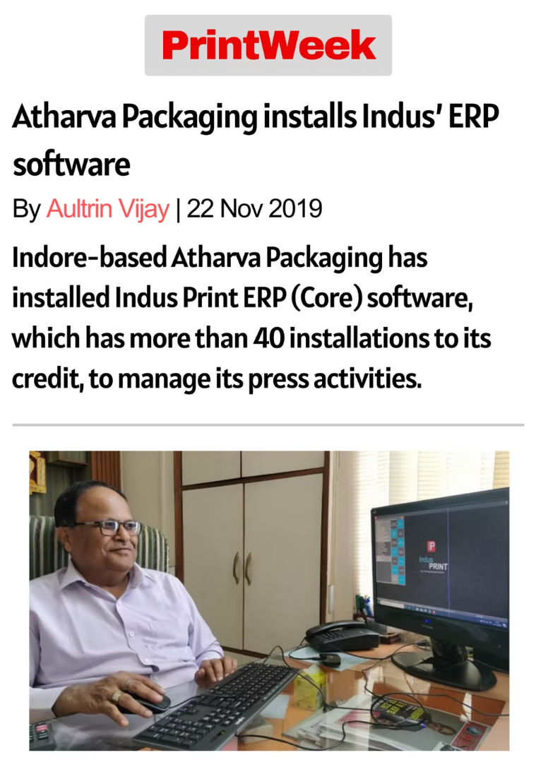 Atharva Packaging installs Indus' ERP software